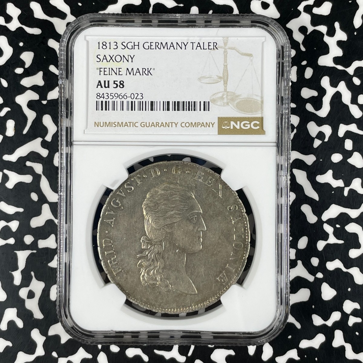 1813-SGH Germany Saxony 1 Thaler NGC AU58 Lot#G2302 Large Silver