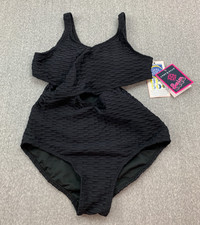 Andy Evan Textured Criss Cross One Piece Girls Small 7/8 Black High Quality