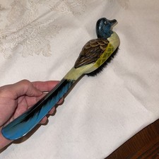 Vintage Men's Hand Painted 10 Inch Mallard Duck Shoe Horn  Brush