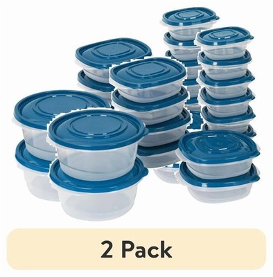 (2 pack) Semi Durable 42pc Plastic Food Storage Container set