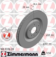 2X Zimmermann Bremsscheibe Coat Z 100.3376.20 FüR Audi 1KW 1KU Q7 1KQ VW 4N8 A8