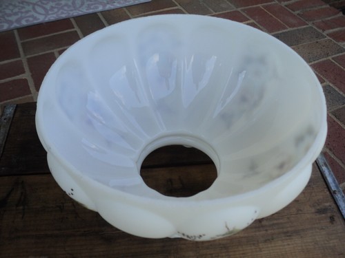 Hand Painted Floral Off White Milk Glass Shade Replacement 10" Fitter GWTW - Picture 3 of 6