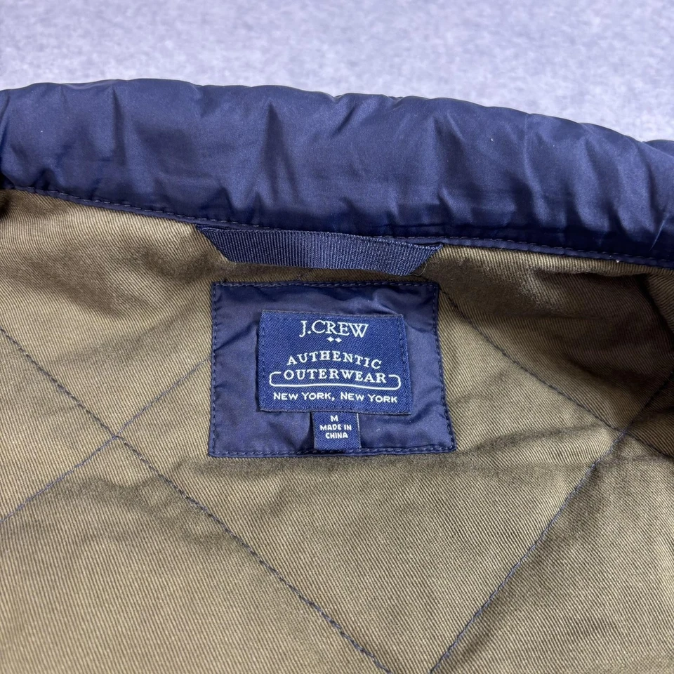 Chaqueta acolchada J Crew para hombre mediana azul marino bolsillo a presión ropa exterior campo granero tareas Foto 4 de 4