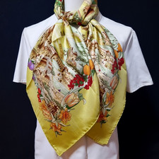 RARE VINTAGE HERMES Silk Scarf "Au Pays de Cocagne" Carre 90 by Zoe Pauwels