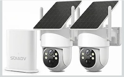 SOIADV 2-Camera Solar Powered Kit, 6s Pre-Roll, 360°,5G/2.4G WiFi, 2K Color...