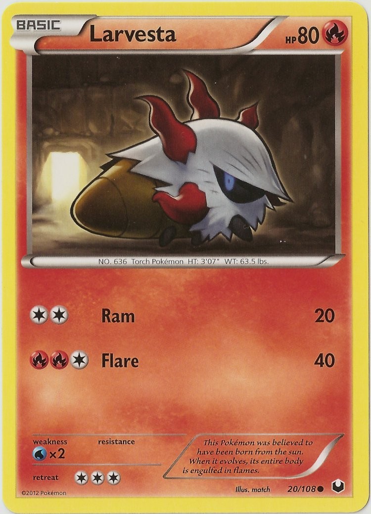 x4 Larvesta - 20/108 - Common Pokemon BW5 Dark Explorers M/NM