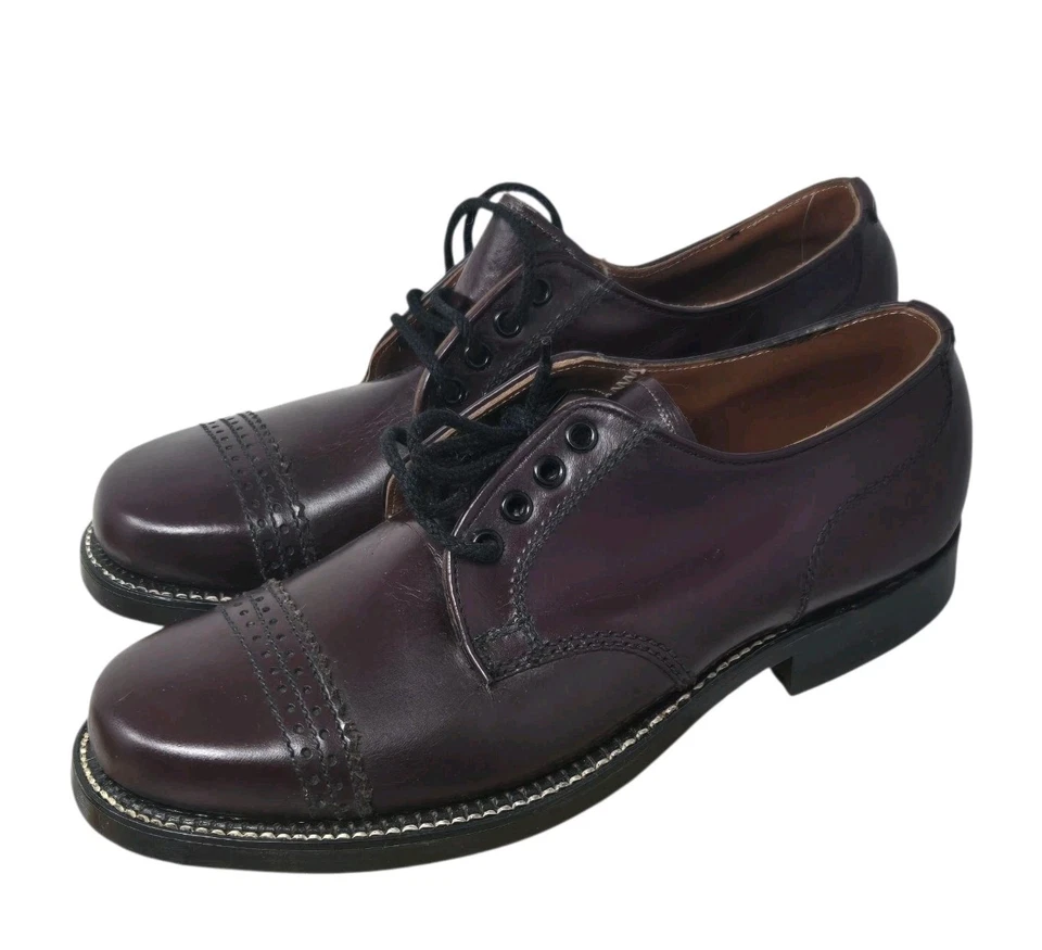 VTG 1950s NOS Sundial Kenmore Mens Dress Shoes Burgundy Pilgrim Soles. USA READ - Image 2 of 4