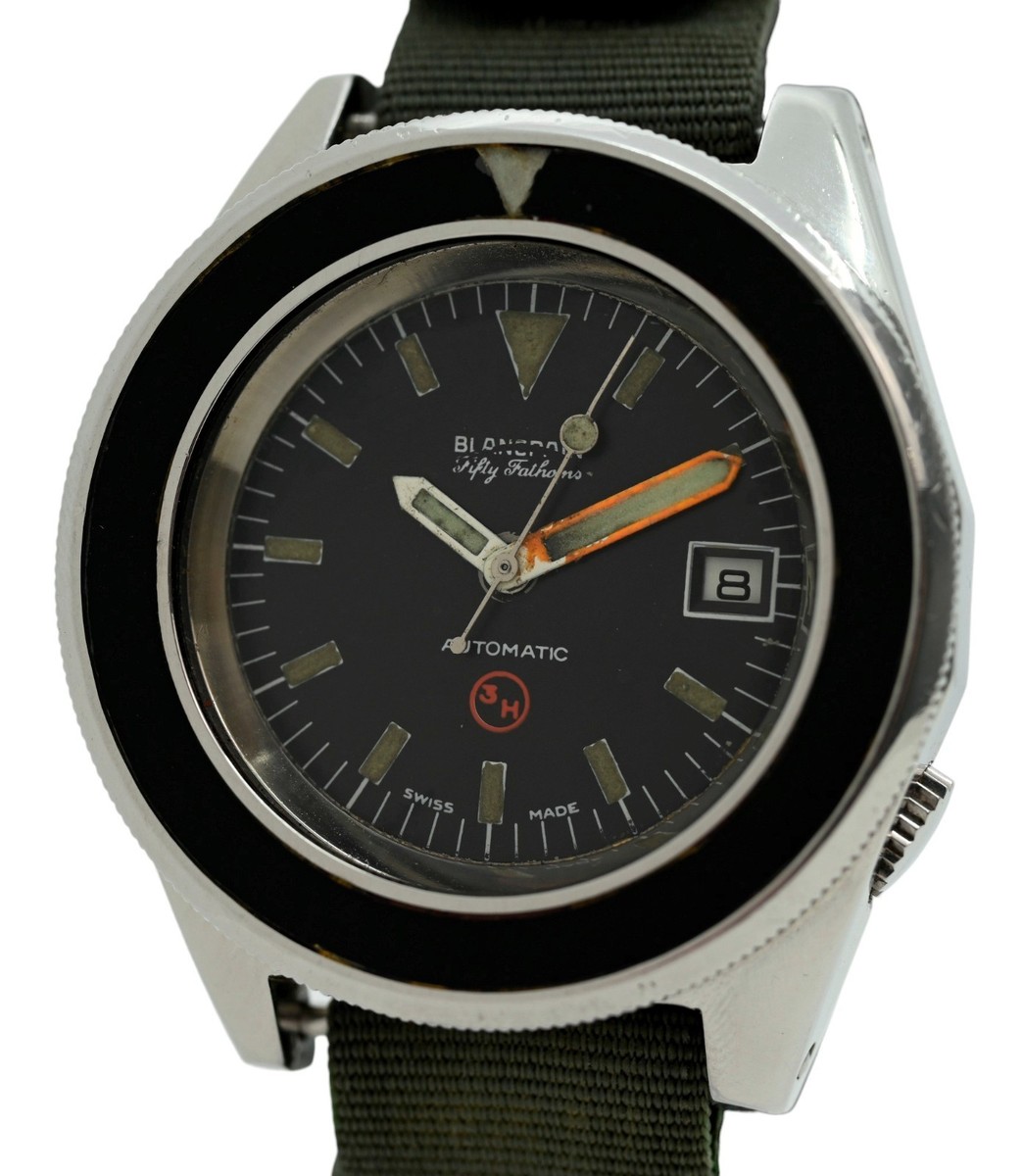 1976 Blancpain 41.5mm Fifty Fathoms H3 Bund German Navy Watch 6645