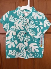Boys' Cat Jack Blue Palm Print Button-Up Shirt Tropical Shirt NWT Beach 3T