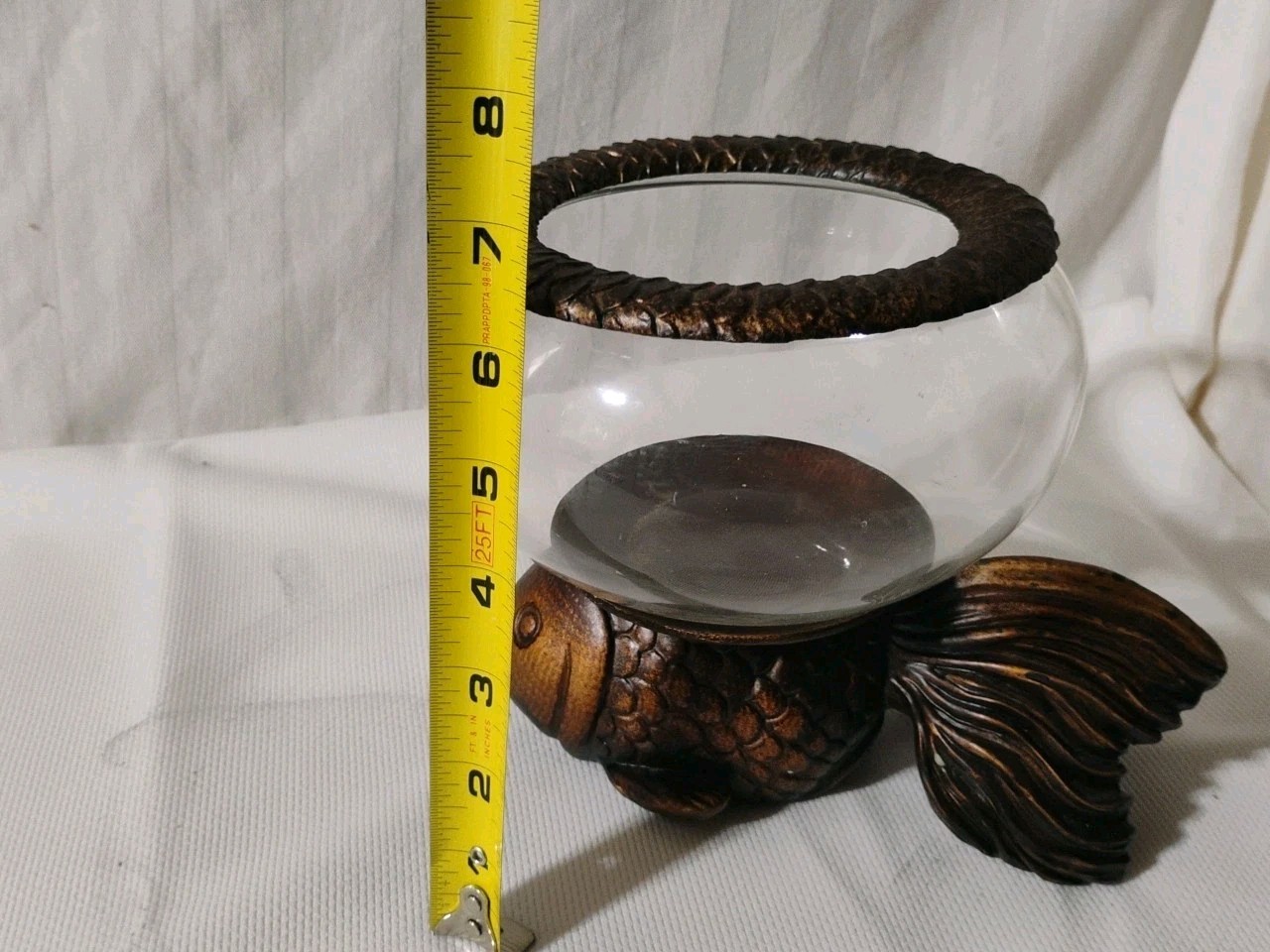 Vintage Wooden Fish Tank Glass Bowl Aquarium With Fish Stand