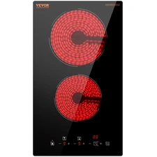 VEVOR Built-in Electric Cooktop Radiant Ceramic Cooktop 2 Burners 11.6x20 inch