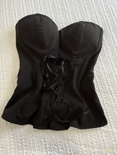 Charlotte Russe Black Overbust Lace Up Corset Strapless Size S