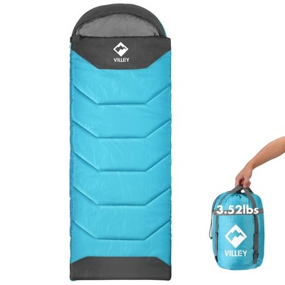 VILLEY Camping Sleeping Bag for Adults Boys and Girls, 3 Season Warm & Cool W...