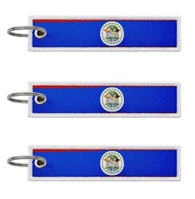 3 Pcs Belize Belizean Country Flag Keychain,Woven label Key Chains for Car 