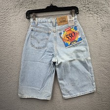 Vintage Levis 550 Relaxed Fit Shorts Kids Youth 14 Medium Wash 1990s Made USA