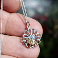 Biene Blume Mandala AnhäNger 925 Sterling Silber Halskette Schmuck Und...