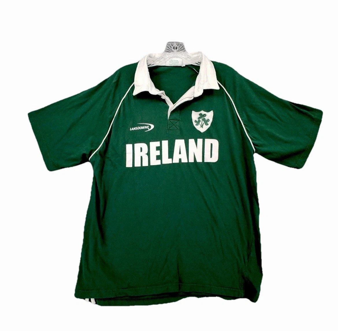 Chemise Rugby Lansdowne - Homme Taille 2XL - Vert Rayé - Manches Longues - Irlande