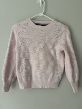 Kids Tommy Hilfiger Girls Wool Blend Cable Knit Sweater Pink Size Medium 8-10