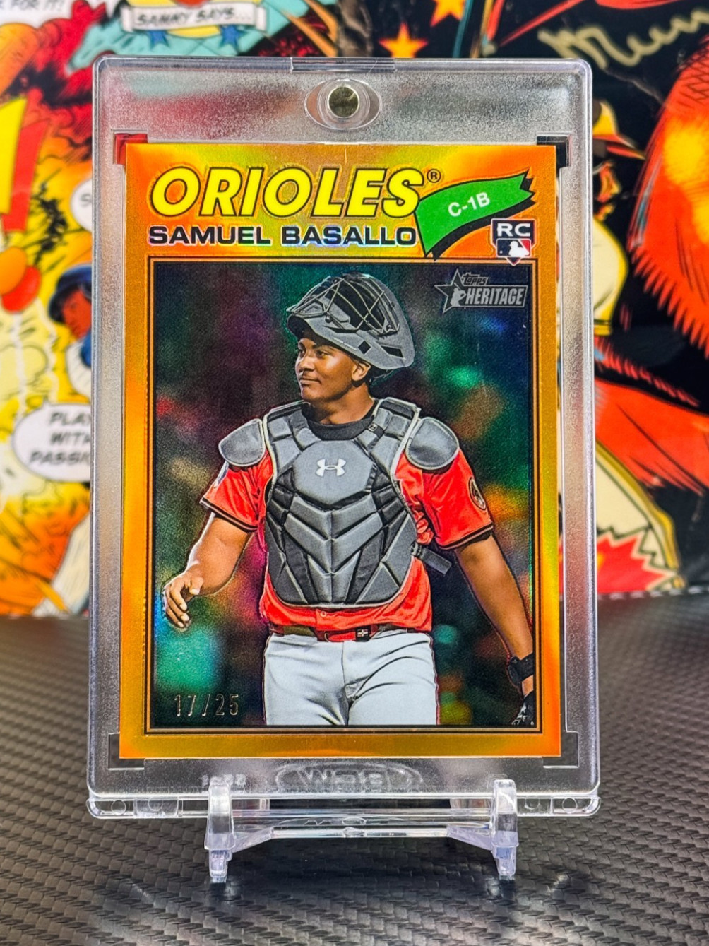 Samuel Basallo 2026 Topps Heritage #175 Rookie Chrome Orange /25 Orioles (RC)