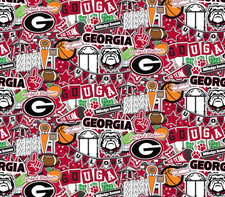 Official Licensed University of Georgia Cotton Quilting Fabric-Georgia Bulldogs