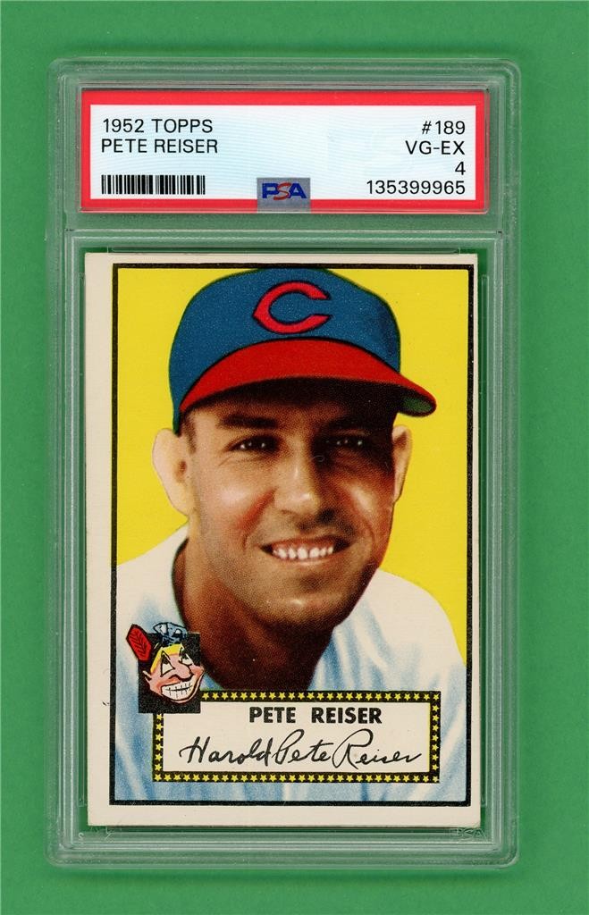 1952 Topps #189 Pete Reiser ** PSA VG-EX 4 * Cleveland Indians old baseball card