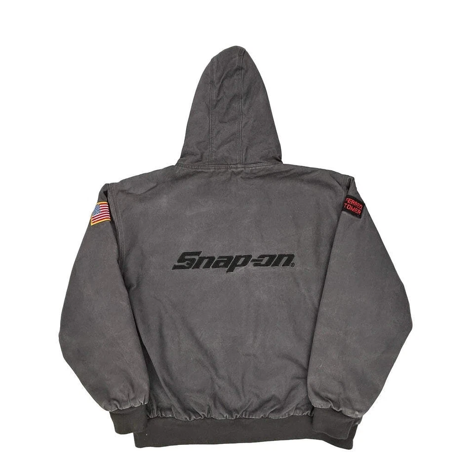 Chaqueta a Presión Parche Bandera Americana - 2XL Gris Mezcla de Algodón Foto 2 de 4