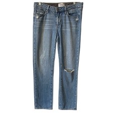 PAIGE Porter Distressed Straight Leg Jeans Light Wash Relaxed Fit Size 27
