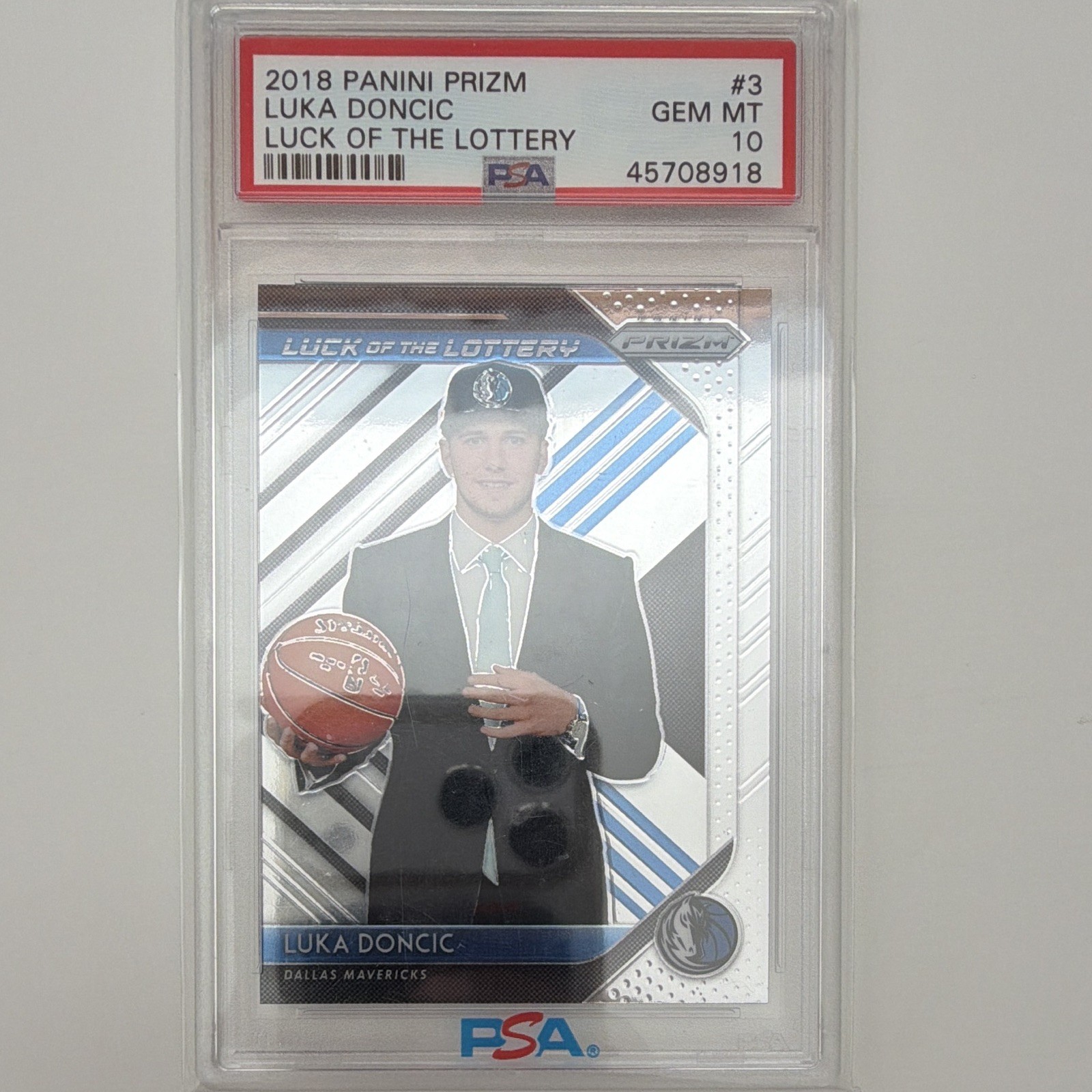 2018-19 Panini Prizm Luck of the Lottery #3 Luka Dončić PSA 10 Mavericks