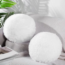 2 Pieces round Plush Ball Throw Pillow Soft Circle Decorative Spherical Fuzzy Pi