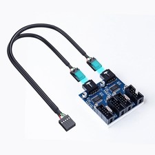 9Pin USB Header Splitter - Male to 4 Female Extension, Motherboard USB 2.0 Ad...