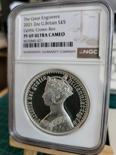 2021 2oz Gothic Crown Portrait Great Engravers Silver Proof Coin NGC PF69 RARE