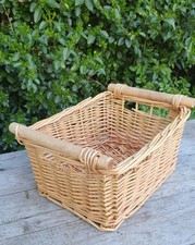 Wicker storage basket two handled. 12x9x8cm. Small piece of cane missing see Pic