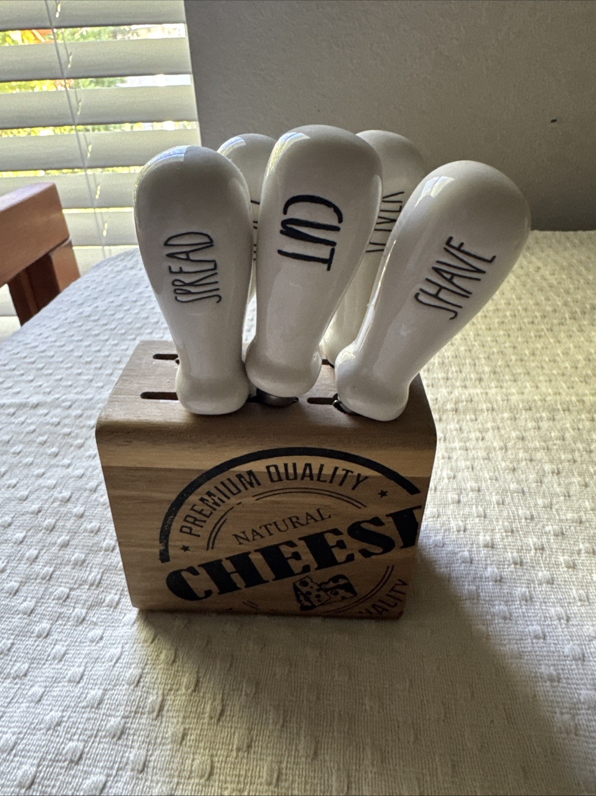 Rae Dunn Cheese Plate And Knife Set With Wood Block Great For Holidays New