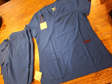 Monarch Uniforms Women s Blue Solid Scrubs Set M Petite Polyester/Spandex 3102