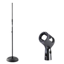 Round-Base Mic Stand Unbreakable Rubber Wireless Mic Clip Vocal Mic Stand Clip