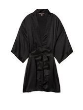 Victoria's Secret Satin Kimono Wrap Robe Black