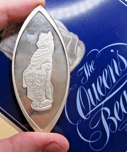 BULLION 1976 1.5oz Silver Ingot QUEENS BEASTS The Black Bull Of Clarence