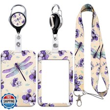 Dragonfly Lanyard with Sliding ID Card Holder Self Retracting ID Badge Holder