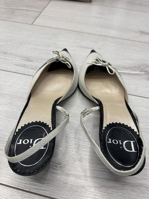 Vtg RARE Christian Dior By John Galliano Black White Leather Mule