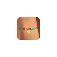 Colorful Initial Bracelets for Women Girls, Cute Beaded Initial Bracelet Teen Gi