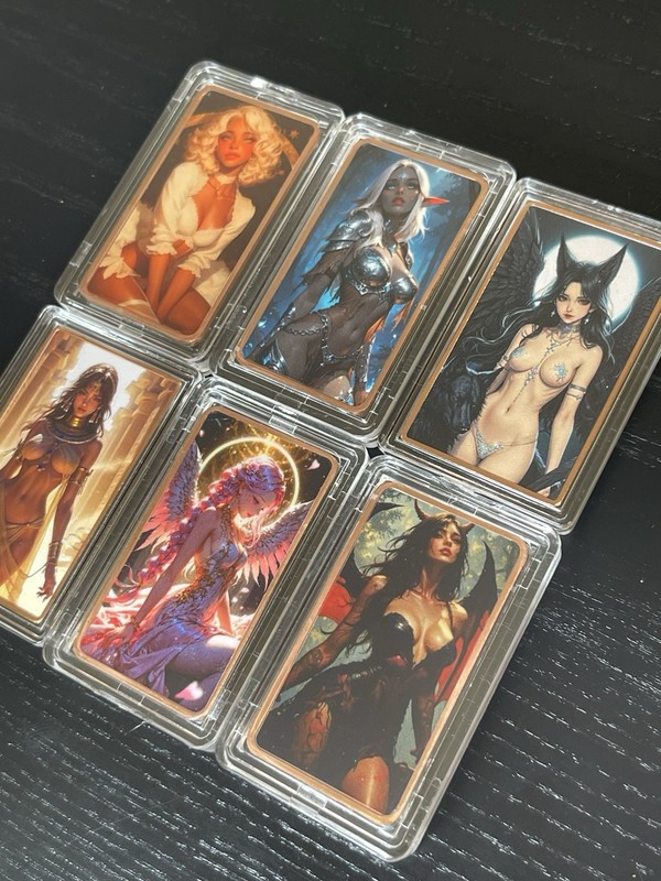 (6) 1 Troy oz. Copper Bars Colorized Art Bullion Collectibles Set Of 6 Designs