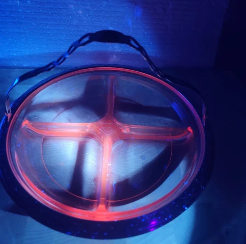 Selenium Depression Etched Glass 4-Section divided Serving Dish W/Handle Vintage