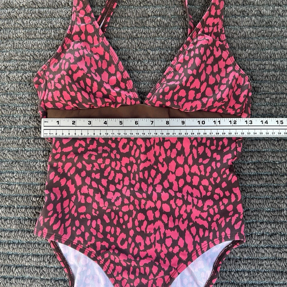 Maiô Athena One Piece animal estampa de leopardo tamanho 10 coral marrom detalhe envoltório - Imagem 4 de 4