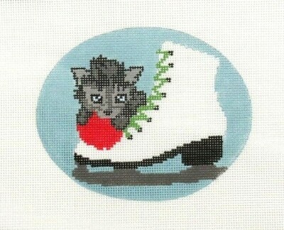 CBK / Liora Manne Kitten and Skate Handpainted  Needlepoint Canvas