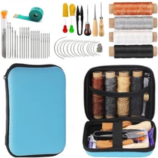 Leather Working Kit with Leather Needles Sewing Awl Waxed Thread Sewing Tools