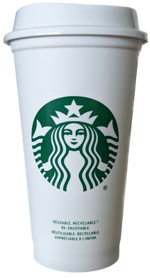 New Starbucks White Grande 16oz Hot Plastic Reusable Cup With Matching Lid