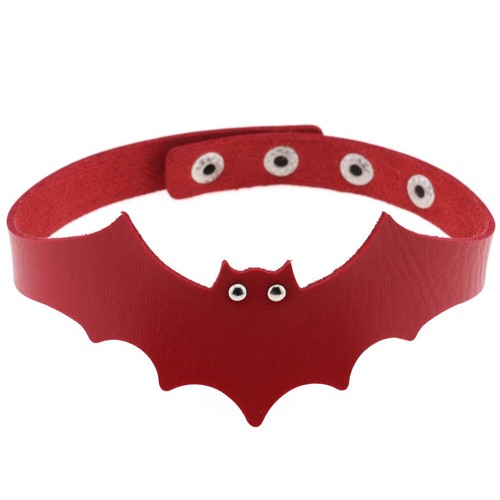 Collar gargantilla de cuero PU con patrón de murciélago gótico Halloween Juegos con disfraces Fiesta - Imagen 23 de 40