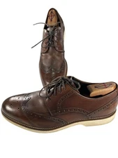 Johnston & Murphy Mens Size 12 M Brown Leather Wingtip Brogue Comfort Shoes