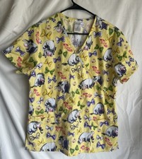 Womens Disney Eeyore Scrubs Top Size M Oh Bow Is Me Pattern Winnie The Pooh NWOT