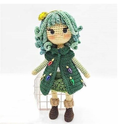 HÄKELANLEITUNG KOPIE Mädchen mit grünen Haaren :) Puppe Spielzeug Amigurumi 4fädig Garn 38